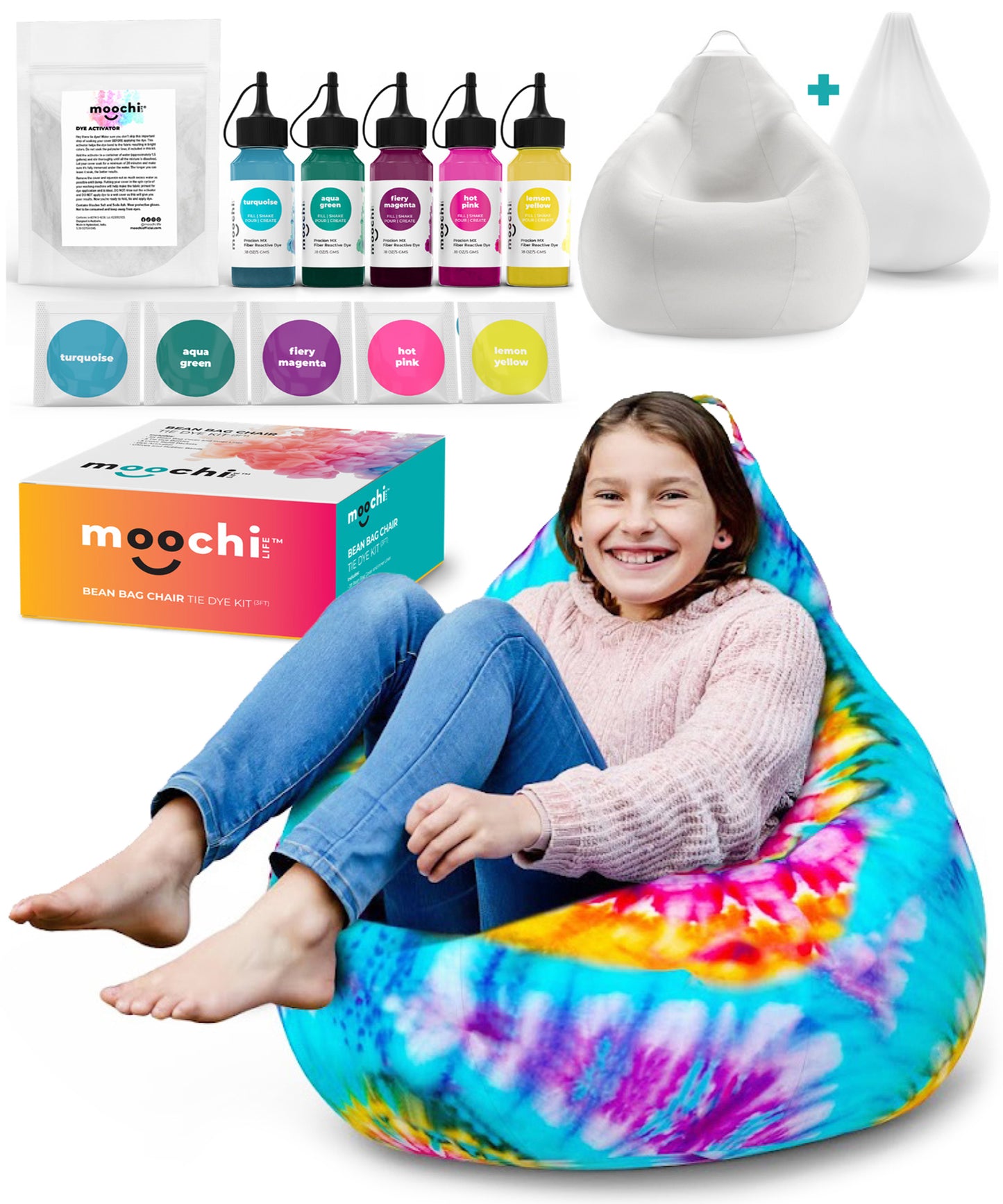 BEAN BAG CHAIR TIE DYE KIT (3 FOOT)